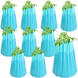 Adnee 10 Pack Water Filled Plant Protectors-19 x 17 Inch Reusable Wall of Water Plant Covers for Tomato Plants-Blue Early Season Insulating Plant Protective Cover for Outdoor Winter Freeze Protection