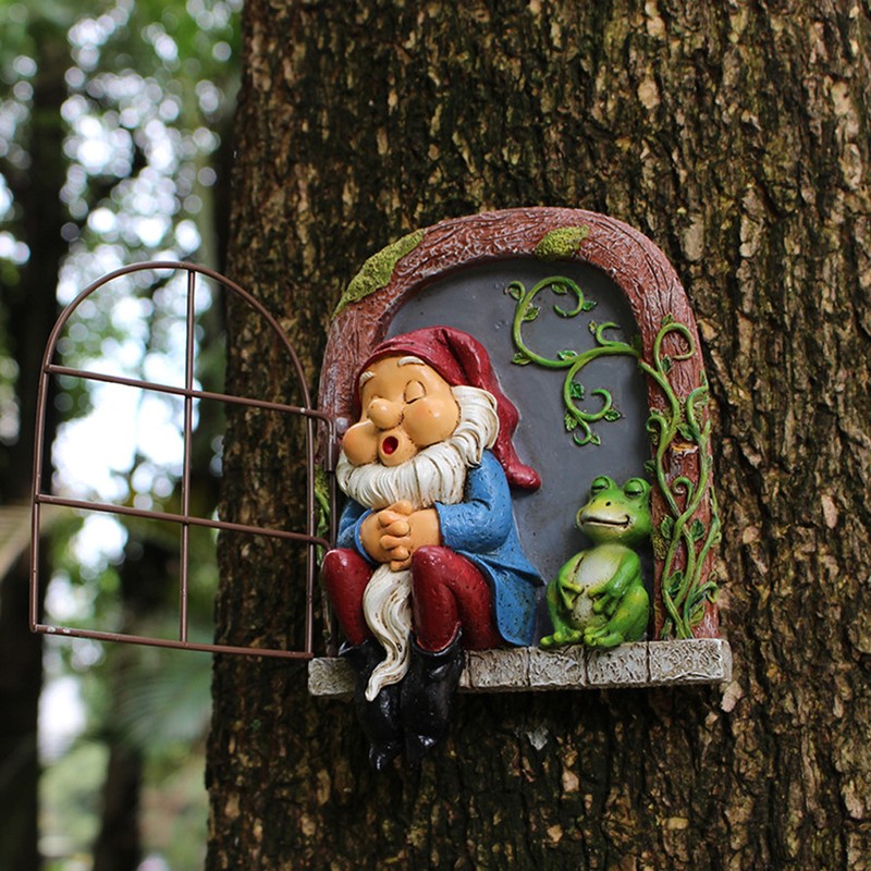 Mini Garden Resin Crafts Decoration Gnome Window Sleeping Garden Sculpture