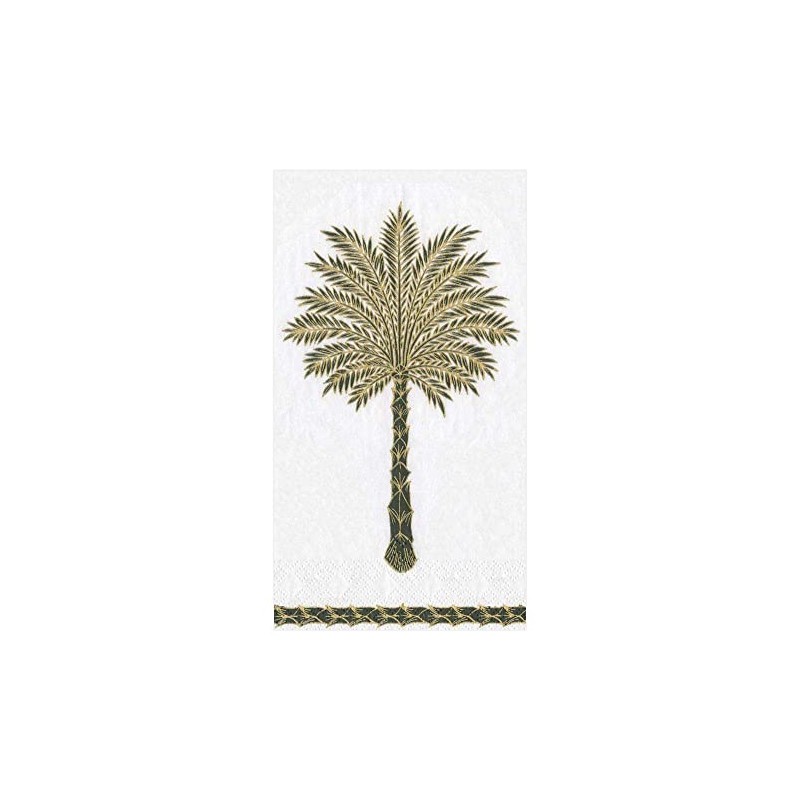 Caspari Grand Palms Paper Guest Towel Napkins in Black -