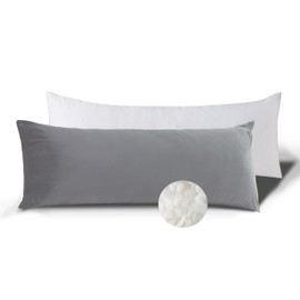 cretopwin Grey Body Pillow for Adults Shredded Memory Foam Long Pillow for Sleeping Firm Hug Pillows Removable Cover for Side and Back Sleepers Full Pillow with Gray Pillowcase
