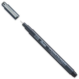 Pentel S20P Pointliner Pigment Liner Technical Drawing Fineliner Pen - 0.03mm, 0.05mm, 0.1mm, 0.2mm, 0.3mm, 0.4mm, 0.5mm, 0.8mm - Black Ink - Pack of 8