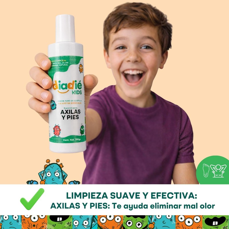 DIADIE KIDS Jabón Desodorante Natural para Niños axilas y pies
