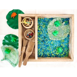 KOOKAROO Sensory Play Bin - 9 Montessori Sensory Bin Tools + 1 Sensory Box - Sensory Table Toys - Waldorf Toys - Sand Tray - Wooden Scoops for Toddlers 3-4