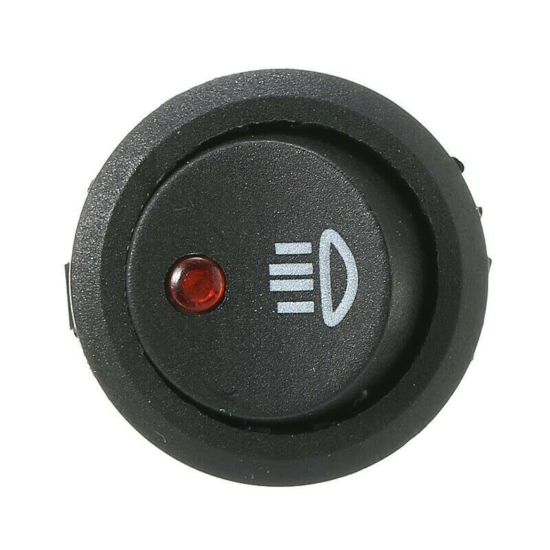 23mm On Off Rocker Switch Round 12V Red Led Fog