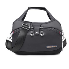 NICOLE & DORIS Casual Shoulder Bag for Women Multi Pocket Handbag Fashion Tote Bag Lightweight Crossbody Bags Satchel Bag Nylon Messenger Bag for Sport Travel Dark Grey