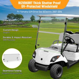 RIZINKART Golf Cart Windshield for Yamaha G29,Customize 5MM Thicken Windshield Replacement Fits Yamaha G29 Drive (2007-2016) Gas and Electric Models - Impact Resistant | UV-Protect Foldable Windshield