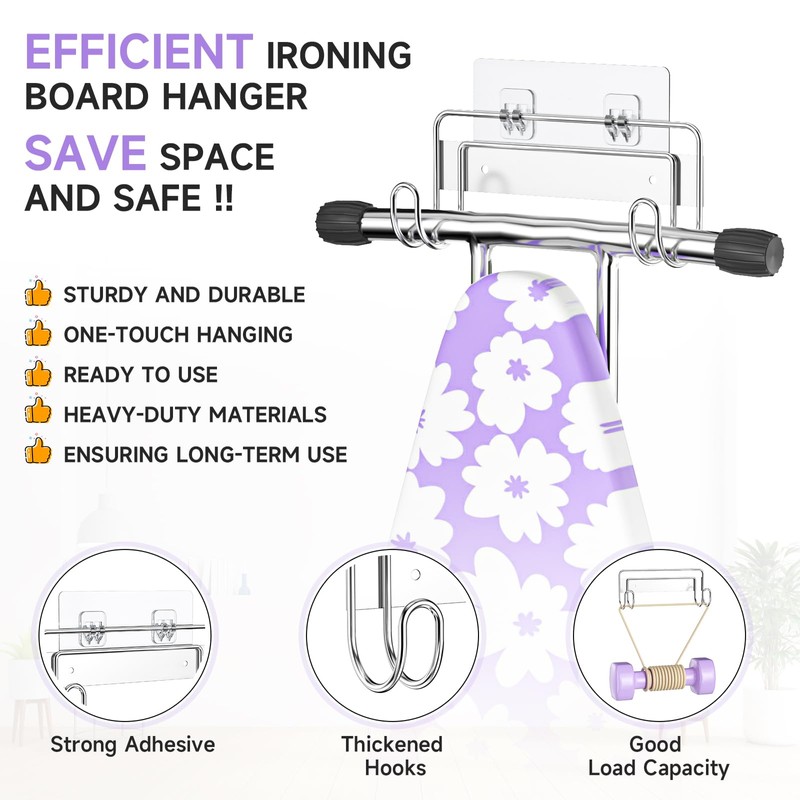 XILIMEN Ironing Board Holder Wall Mount, Iron Board Hanger Stainless