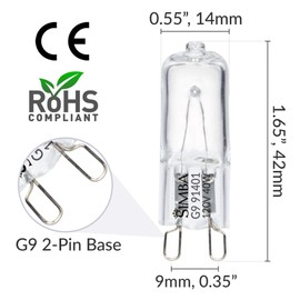 Simba Lighting Halogen Light Bulb G9 T4 40W JCD Bi-Pin (10 Pack) for Chandeliers, Pendants, Cabinet Lights, Landscape Lights, Desk and Floor Lamps, Wall Sconces, 120V Dimmable, 2700K Warm White