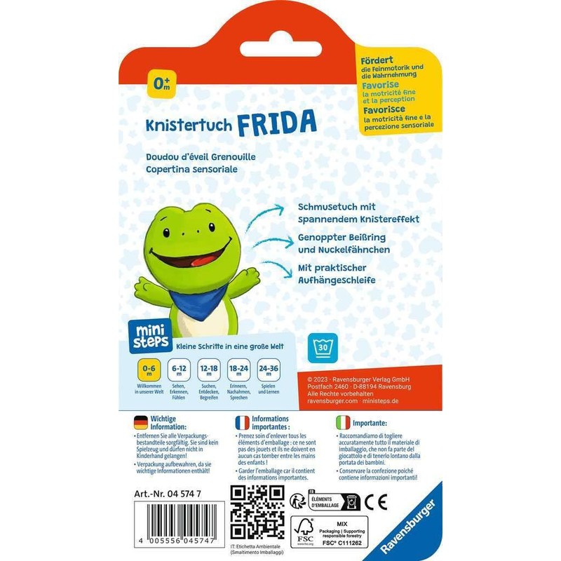 Ravensburger ministeps 4574 Crinkle Cloth Frida Comforter with Teething Ring
