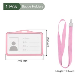 YOKIVE Badge Holder, Waterproof Horizontal Aluminum ID Holder with Neck Lanyard, Lightweight and High Visibility, Great for Office Teacher (Rose Gold Tone, 3.62 x 2.56-Inch)