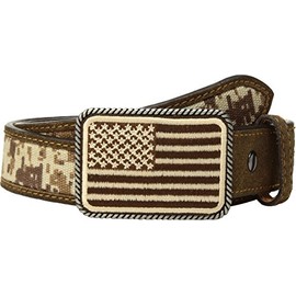 ARIAT Boy's Sport Patriot w/USA Flag Buckle Belt (Little Kids/Big Kids) Med Brown 20" Waist