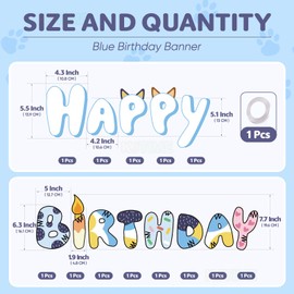 Large Happy Birthday Banner Blue Party Decorations for Baby Boys Kids Paper Decor for Home and Outdoor