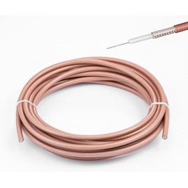 Vecys RG142 Low Loss RF Coaxial Cable 32.8FT/10M Brown, Silver-Plated Copper, Double Shielded Coaxial Cable