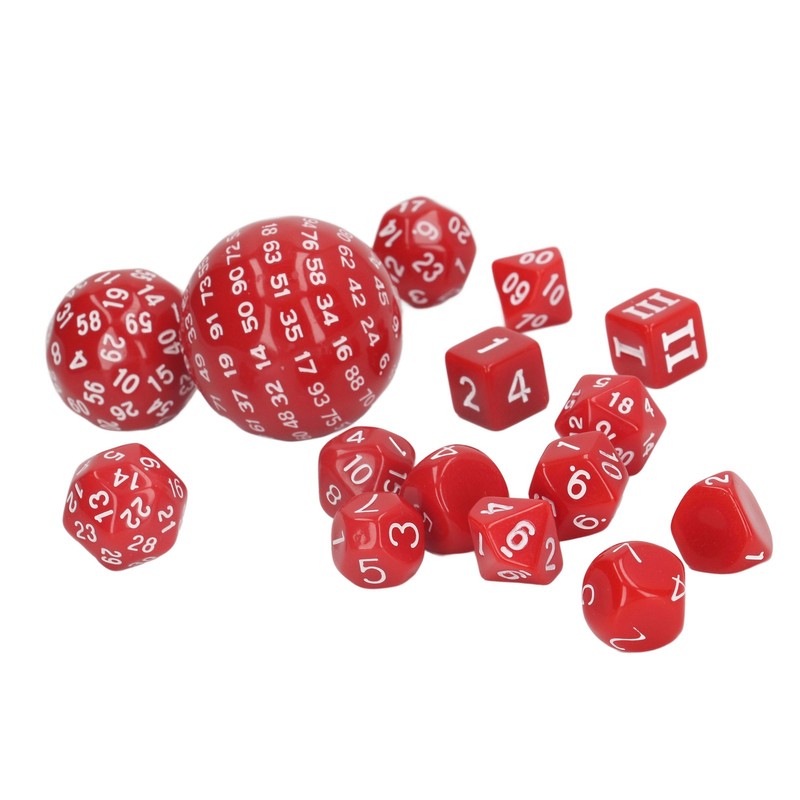 15pcs Complete Polyhedral Dice Set Acrylic D3 to D100 Spherical