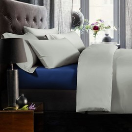 NTBAY 500 Thread Count 100% Egyptian Cotton Double Fitted Sheet, Super Soft Cozy and Breathable Deep 12" / 30cm Fitted Bed Sheet, Navy