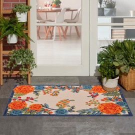 Nourison Home Aloha Multicolor 2' x 3' Area Rug - Easy Clean, Non Shedding, Bed Room, Living Room, Dining Room, Kitchen (2' x 3')