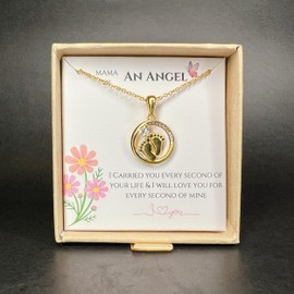 Zewar 18k gold plated necklaces for women, Baby Bump Necklace, Baby Feet Pendant Necklace Expecting Mom Gifts for Pregnant Wife, First Time Moms,Pregnancy Gift for Baby Shower