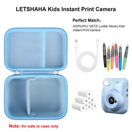 Elonbo Kids Camera Carrying Case Compatible with ESOXOFFORE/Fujifilm/masterbee/Nisumkey/Cimizi/JPVERLY/LETSHAHA Kids Instant Print Camera, Photo Print Digital Camera Toy Hard Travel Bag, Blue