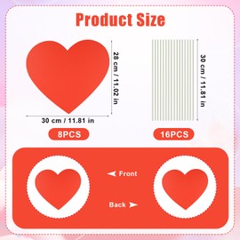 8pcs Valentine's Day Yard Signs, Heart Yard Decorations Outdoor Love Yard Decor Heart Garden with 16 Stakes Wedding Gifts for Party Garden Yard Lawn Decor