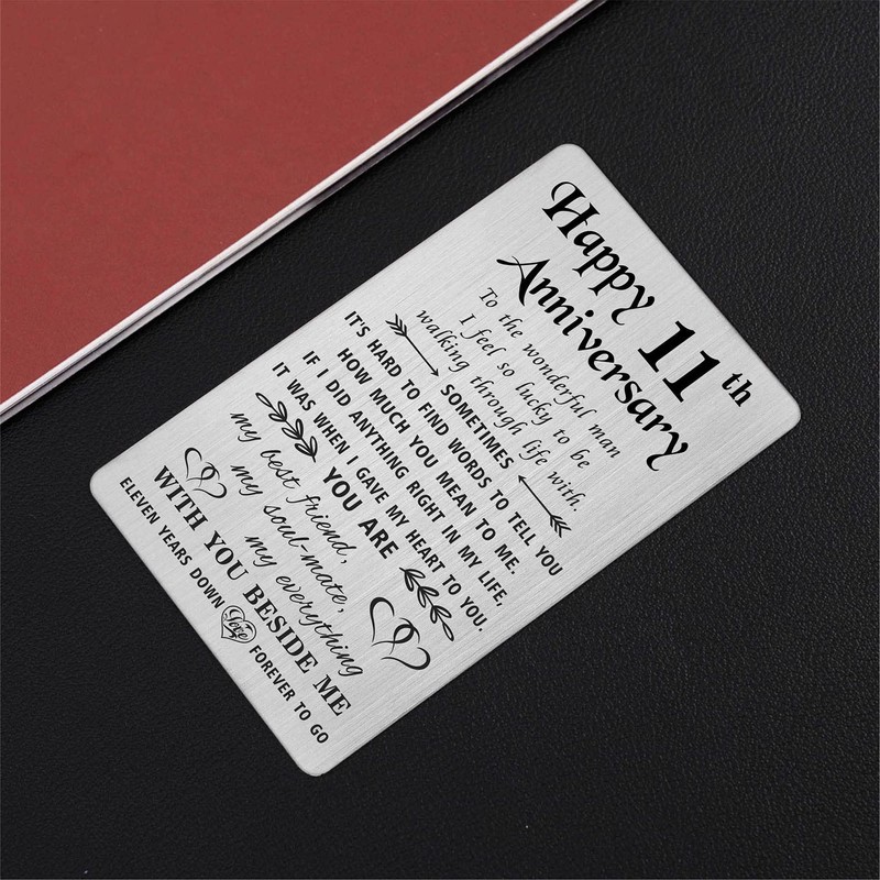 TANWIH 11th Anniversary Card Gifts for Him Husband Steel, Happy
