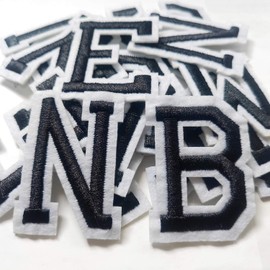 Iron on Letter Patches 52 Pieces,bfuee Letter Patches Alphabet Embroidered Patch A-Z,for Hats Shirts Jeans Bags Black