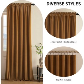 Joydeco Camel Brown Velvet Curtains 84 inch Length 2 Panels, Luxury Blackout Rod Pocket Thermal Insulated Window Curtains, Super Soft Room Darkening Drapes for Living Room Bedroom,W52 x L84 inches