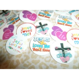 Unbranded NEW ONE INCH PRE CUT JESUS LOVES ME 30 IMAGES FOR ONLY $6 FREE SHIPPING