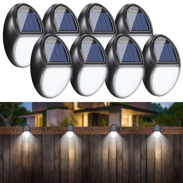 XINREE Solar Lights Outdoor Deck Lights, Solar Powered Fence Lights Outdoor Step Stair Lights,Solar Deck Lights Outdoor Waterproof Lamps for Wall Porch Pool Front Door Yard Stairs (8Pack x 10LED)