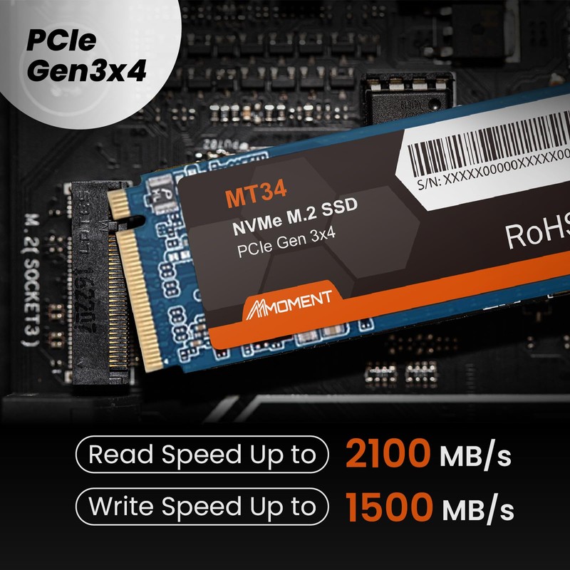 MMOMENT MT34 256GB NVMe M.2 2280 Internal SSD PCIe Gen3x4