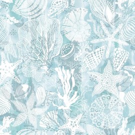 Livelynine Ocean Blue Wallpaper Peel and Stick Prepasted Aqua Coastal Wall Paper Light Blue Seagrass Coral Reef Aesthetic Beach Coastal Contact Paper for Kitchen Cabinets Adhesive Vinyl 17.5x78.8