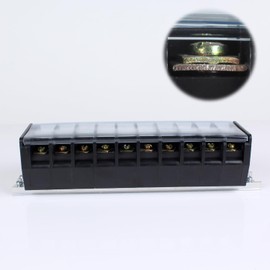 DIANQI 1pc Terminal Block, 60A 10 Positions Dual Row Screw Terminal Strip Block with Cover（TD6010 1Pack）