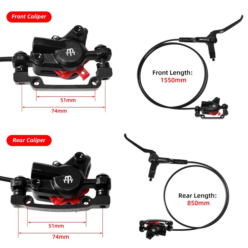 ZTZ MTB Hydraulic Disc Brake Set, Dual Piston Hydraulic Brake