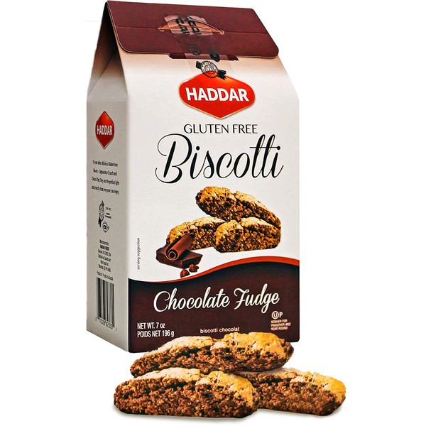 Haddar Haddar Gluten Free Chocolate Fudge Biscotti, 7 oz, Grain