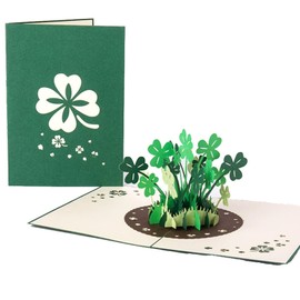 Pop-Up Card Lucky Clover, Good Luck 3D Greeting Cards, Get Soon, Lucky Clover Folding Card, Birthday Card, 3D Get Well Card, Greeting Card for New Year, Birthday, Thank You for Everything Card