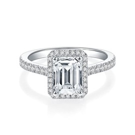 yoalincy 1CT 925 Sterling Silver Bridal Ring Sets Emerald Cut Moissanite Engagement Rings Vintage Promise Rings Wedding Bands for Women Size 5.5