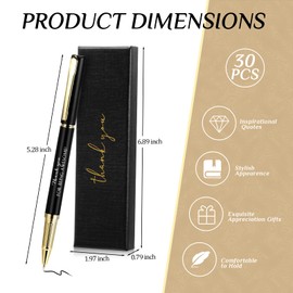 PerKoop 30 Set Thank You Pen Employee Appreciation Graduation Ballpoint Pen with Engraved Inspirational Quotes with Box for Nurse Appreciation Week Teacher Office Black Ink(Black,Awesome)