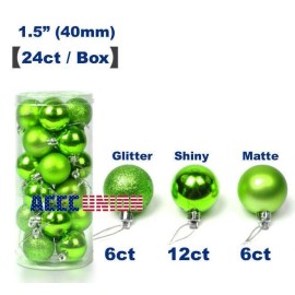 Unbranded 24 ct Shatterproof Christmas Ornament Tree Hanging Balls Holidays Decor GREEN