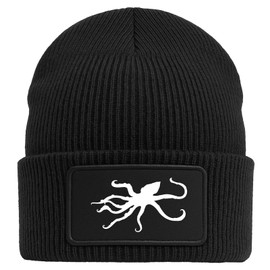 Huuraa Beanie Oktopus Silhouette Geschenk Black Oktopus Geschenkidee