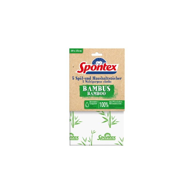 Spontex Flushing and Cleaning Cloths Bamboo Pack of 5