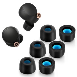 Memory Foam Tips for Sony WF-1000XM4, Anti-Slip Replacement Ear Tips for Sony True Wireless Earphones，Fit in The Charging Case, Perfect Noise Cancellation, 3 Pairs (Large, Black)