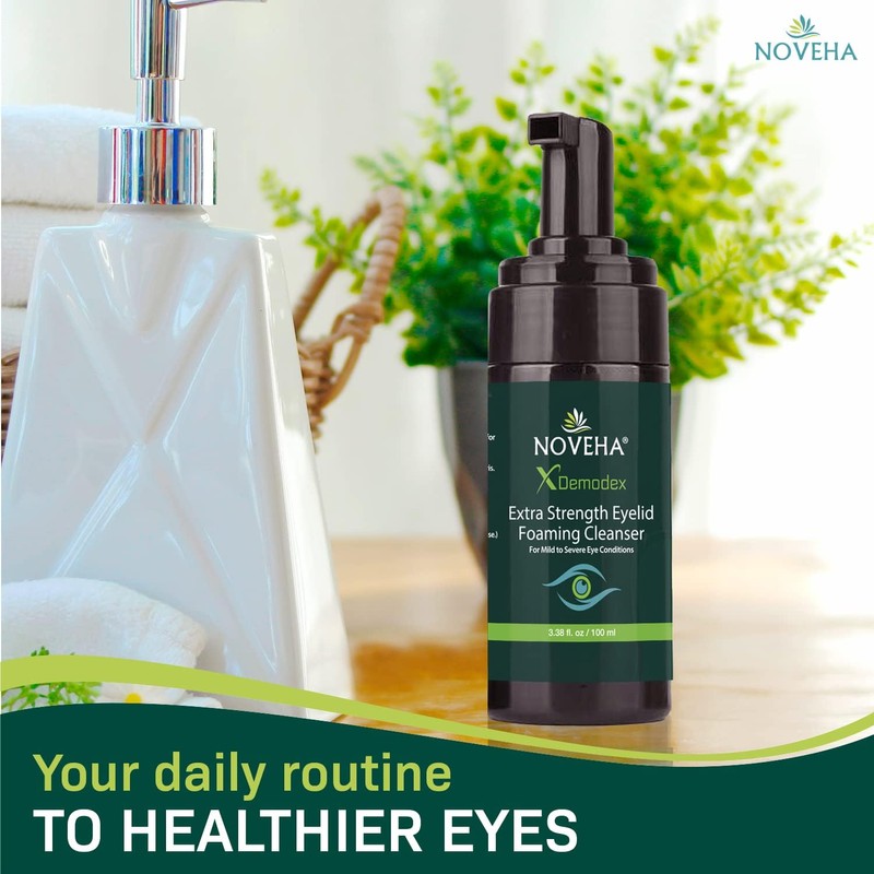 NOVEHA Demodex Extra Strength Foaming Cleanser, With Tea Tree Oil