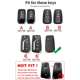ontto Leather Car Key fob Cover fit for Toyota RAV4 Corolla Cross Yaris GR Cross Hybrid CHR Prius Hilux Key case Holder Shell Key Chain Keyring Protector Accessories car Styling 2 Buttons Pink A