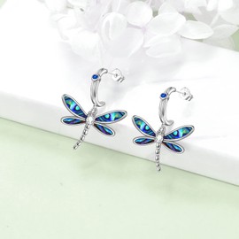 YFN Dragonfly Earrings for Women Sterling Silver Mother Daughter Leverback Abalone Shell Earrings Dragonfly Jewellery Gifts Birthday