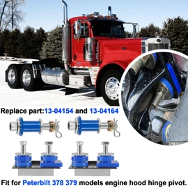 for Peterbilt 378 379 Hood Hinge Pivot Bolt Set,Bushings and Mounting Bolts Replace P/N 13-04154, 13-04164; ATRO HM75-66154, HM75-66164; 3-15273, 13-04726, 13-04727