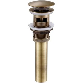 Wellsum Bathroom Faucet Vessel Vanity Sink Large Pop Up Drain Stopper with Overflow, Antique Brass Sink Drainer
