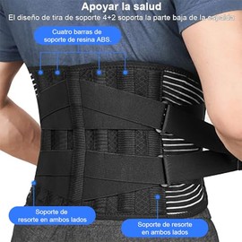 Soporte Lumbar para Hombres y Mujeres, Correa de soporte lumbar ajustable 6 paneles,Protector Cintura de Nailon Transpirable, Adecuado para...        