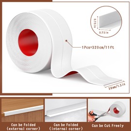 Digtokore Caulk Tape, Caulking Tape Sealant Strip, White Caulk Tape Waterproof Self Adhesive, Bathroom Shower Bathtub Toilet Caulk Strip with Sealing Tool(1.5" x10.5Ft)