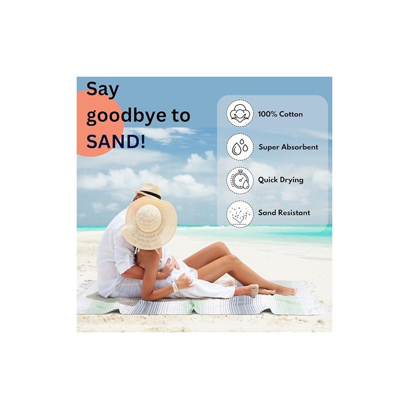 Oversized Turkish Beach Towels - 6 Pack, Quick Dry &