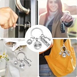 Sport Keyring 3D Weightlifting Kettlebell Dumbbell,Fitness Gym Gifts for Gy/m Lovers,Motivational Words Key Chain,F/itness Gifts for Men,Weightlifter Fitness K/eyring,G/ym Keyring,Car Key Chain