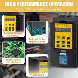 LGIB VFD Variable Frequency Drive 2.2KW 3HP 220V 10A 1 or 3 Phase Input to 3 Phase 0-400HZ Output Control Inverter Converter for CNC Spindle Motor Speed Control